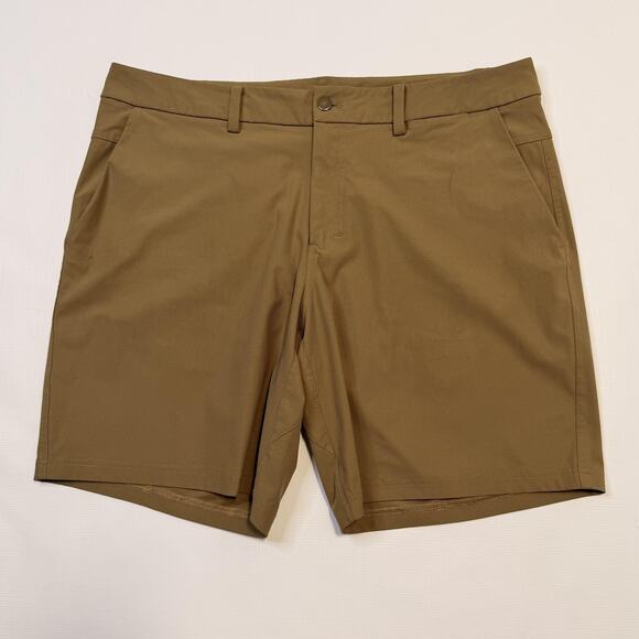 Lululemon Commission Short Mens 38 Brown Khaki Chino Golf Warpstreme Stretch - Picture 1 of 11